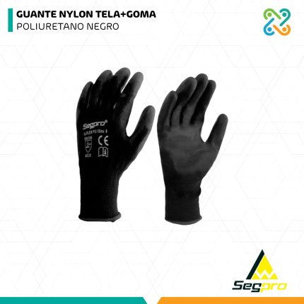 GUANTE NYLON TELA+GOMA POLIURETANO NEGRO SEGPRO