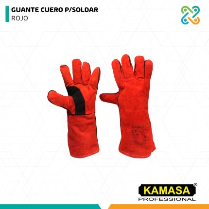 GUANTE CUERO PARA SOLDAR ROJO KAMASA