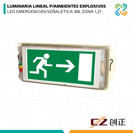 LUMINARIA LINEAL P/AMBIENTES EXPLOSIVOS LED EMERGENCIAS/SEÑALETICA 3W, ZONA 1,21 CZ-EX