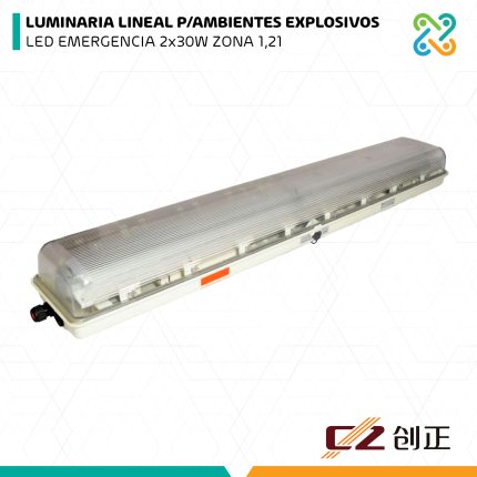 LUMINARIA LINEAL P/AMBIENTES EXPLOSIVOS LED EMERGENCIA 2x30W ZONA 1,21 CZ-EX