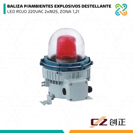 BALIZA P/AMBIENTES EXPLOSIVOS DESTELLANTE  LED ROJO 220VAC 2xM25, ZONA 1,21 CZ-EX