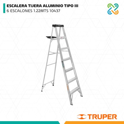 ESCALERA TIJERA ALUMINIO TIPO III 6 ESCALONES 1.22MTS 10437 TRUPER