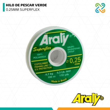 HILO DE PESCAR VERDE 0.25MM SUPERFLEX ARATY