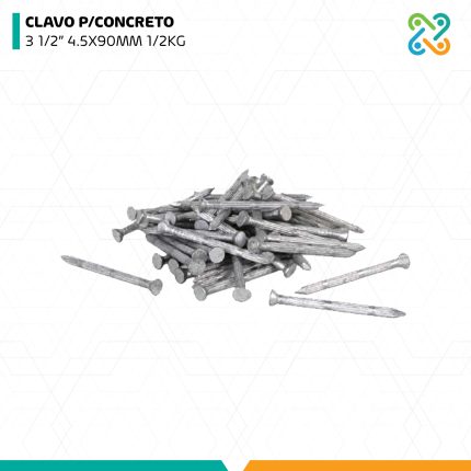 CLAVO P/CONCRETO 3 1/2” 4.5X90MM 1/2KG IMPORTADO