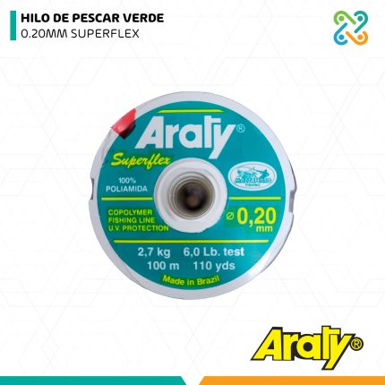 HILO DE PESCAR VERDE 0.20MM SUPERFLEX ARATY