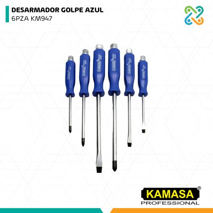 DESARMADOR GOLPE AZUL 6PZA KM947 KAMASA