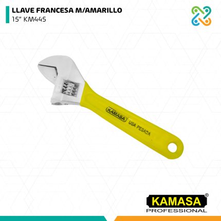 LLAVE FRANCESA M/AMARILLO 15" KM445 KAMASA