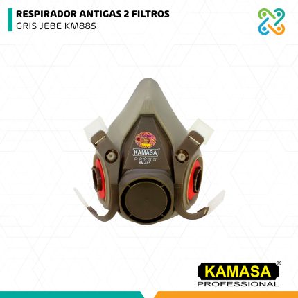 RESPIRADOR ANTIGAS 2 FILTROS GRIS JEBE KM885 KAMASA