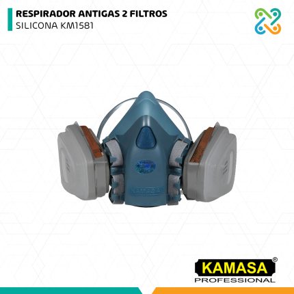 RESPIRADOR ANTIGAS 2 FILTROS SILICONA KM1581 KAMASA