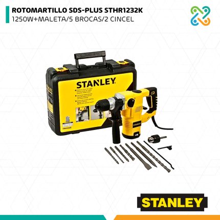 ROTOMARTILLO SDS-PLUS STHR1232K 1250W+MALETA/5 BROCAS/2 CINCEL STANLEY