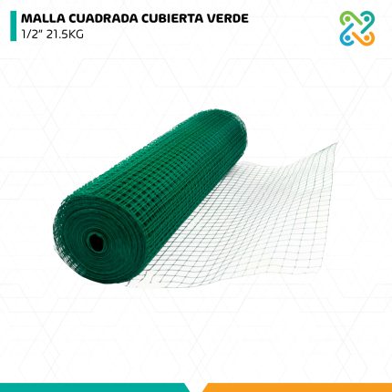 MALLA CUADRADA CUBIERTA VERDE 1/2" 21.5KG IMPORTADO