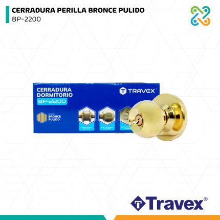 CERRADURA PERILLA BRONCE PULIDO BP-2200 TRAVEX