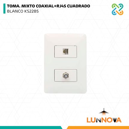 TOMA. MIXTO COAXIAL+RJ45 CUADRADO BLANCO KS2285 LUNNOVA