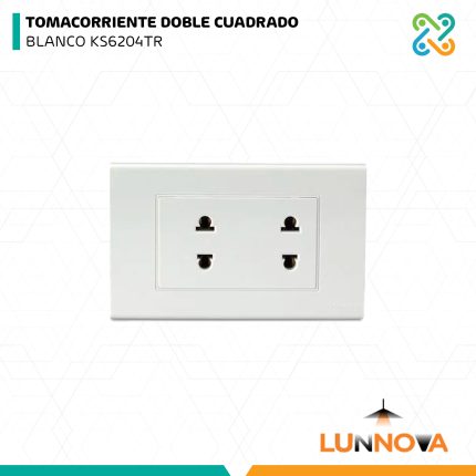TOMACORRIENTE DOBLE CUADRADO BLANCO KS6204TR LUNNOVA
