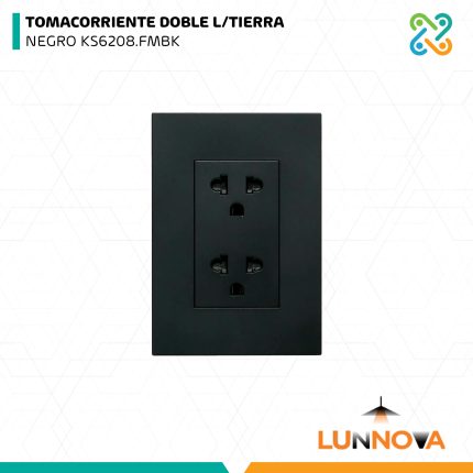 TOMACORRIENTE DOBLE L/TIERRA NEGRO KS6208.FMBK LUNNOVA