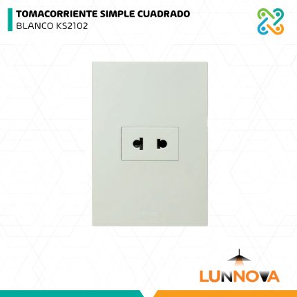 TOMACORRIENTE SIMPLE CUADRADO BLANCO KS2102 LUNNOVA