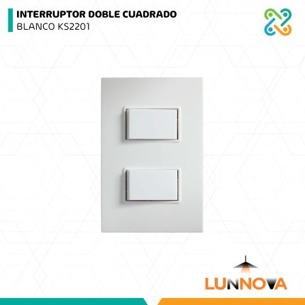 INTERRUPTOR DOBLE CUADRADO BLANCO KS2201 LUNNOVA