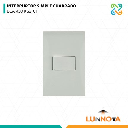 INTERRUPTOR SIMPLE CUADRADO BLANCO KS2101 LUNNOVA