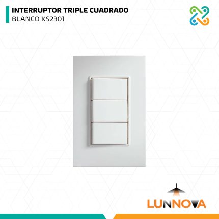 INTERRUPTOR TRIPLE CUADRADO BLANCO KS2301 LUNNOVA