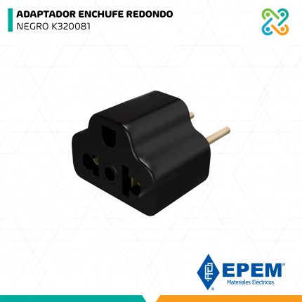 ADAPTADOR ENCHUFE REDONDO NEGRO K320081 EPEM