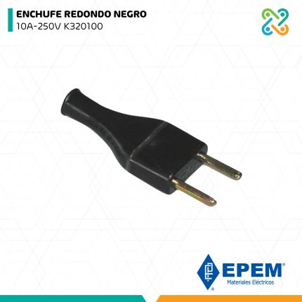 ENCHUFE REDONDO NEGRO 10A-250V K320100 EPEM