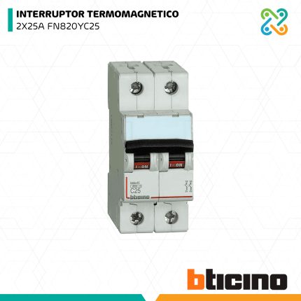 INTERRUPTOR TERMOMAGNETICO 2X25A FN820YC25 BTICINO