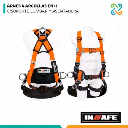 ARNES 4 ARGOLLAS EN H C/SOPORTE LUMBAR Y ASENTADERA INSAFE