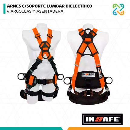 ARNES C/SOPORTE LUMBAR DIELECTRICO 4 ARGOLLAS Y ASENTADERA INSAFE