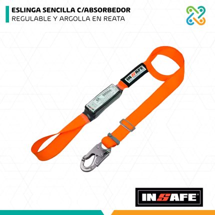 ESLINGA SENCILLA C/ABSORBEDOR REGULABLE Y ARGOLLA EN REATA INSAFE