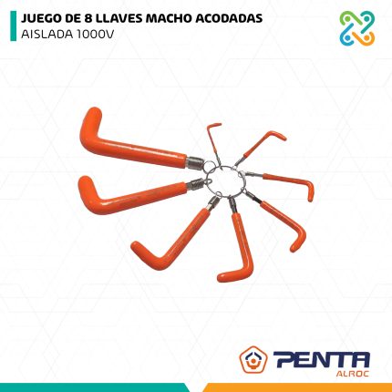 JUEGO DE 8 LLAVES MACHO ACODADAS AISLADA 1000V PENTA ALROC