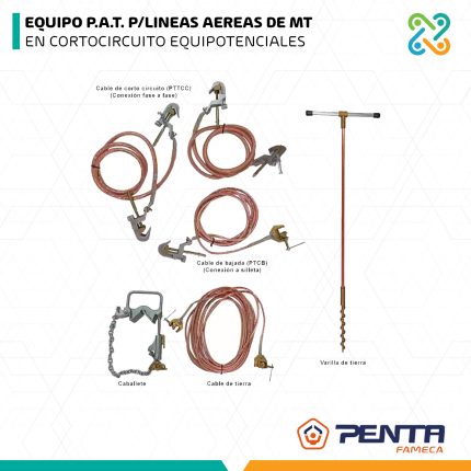 EQUIPO P.A.T. P/LINEAS AEREAS DE MT EN CORTOCIRCUITO EQUIPOTENCIALES PIMT-EQUIP-20KA PENTA FAMECA