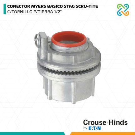 CONECTOR MYERS BASICO STAG SCRU-TITE C/TORNILLO P/TIERRA 1/2” CROUSE HINDS