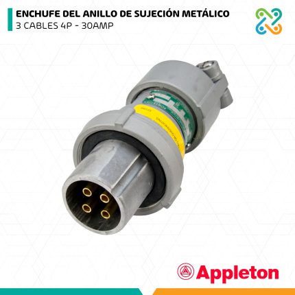 ENCHUFE DEL ANILLO DE SUJECIÓN METÁLICO 3 CABLES 4P - 30AMP APPLETON