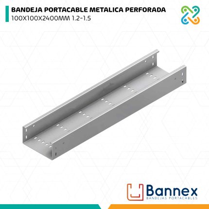 BANDEJA PORTACABLE METALICA PERFORADA 100X100X2400MM 1.2-1.5 BANNEX