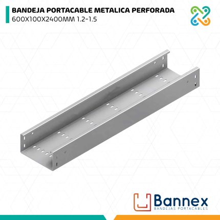 BANDEJA PORTACABLE METALICA PERFORADA 600X100X2400MM 1.2-1.5 BANNEX